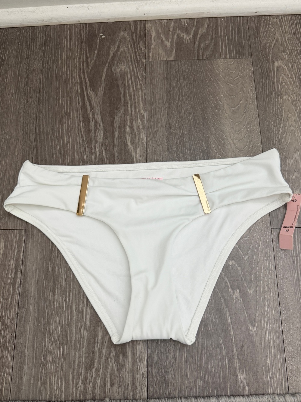Victoria's Secret White Hipster Bikini Bottom with Gold Accents